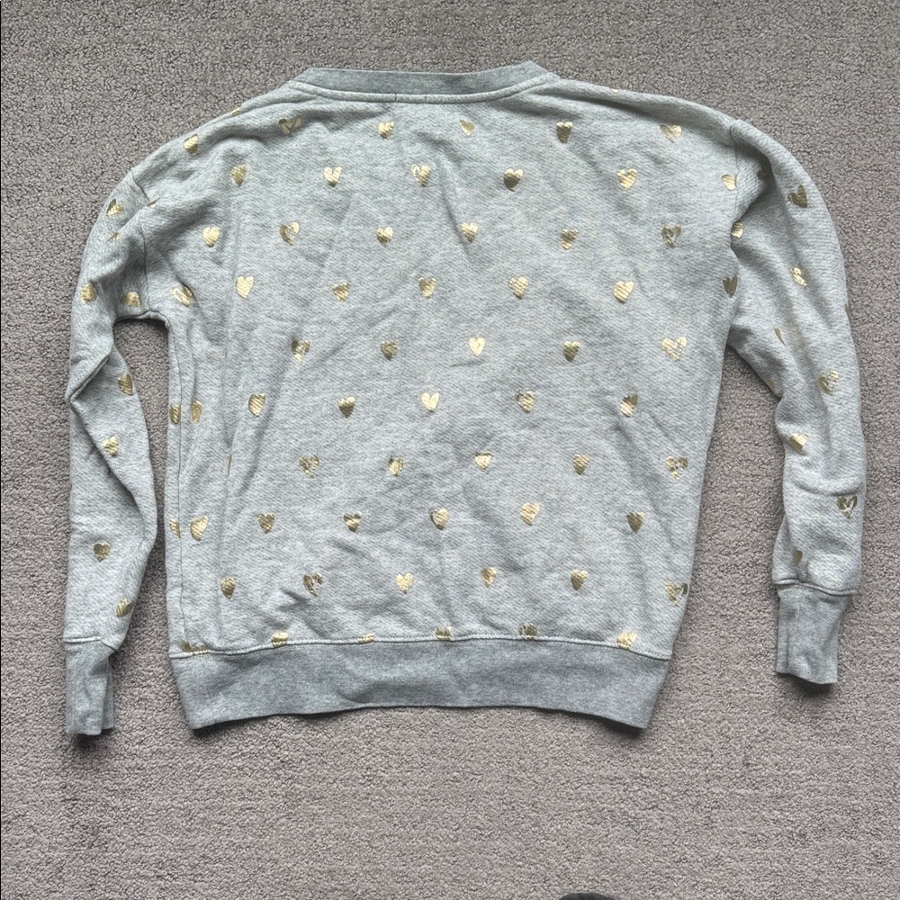 J. crew gray pullover Crewneck sweatshirt with gold hearts S - Picture 5 of 5